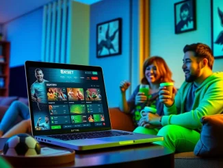 A group of friends enjoying sports betting at home on 8xbet.com.se.