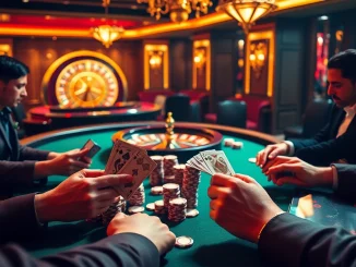 Engage in thrilling poker action at loto188.gb.net with vibrant casino table and luxurious ambiance.