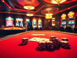 Engage in thrilling gameplay at dom88.us.com, featuring a luxurious poker table and vibrant casino elements.