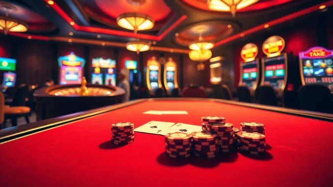 Engage in thrilling gameplay at dom88.us.com, featuring a luxurious poker table and vibrant casino elements.