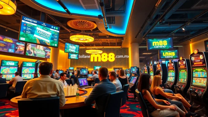 Experience the excitement of online gaming at m88.com.mx with vibrant casino scenes.