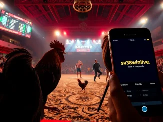 Exciting live cockfighting event showcasing sv368win.live with digital betting interfaces.