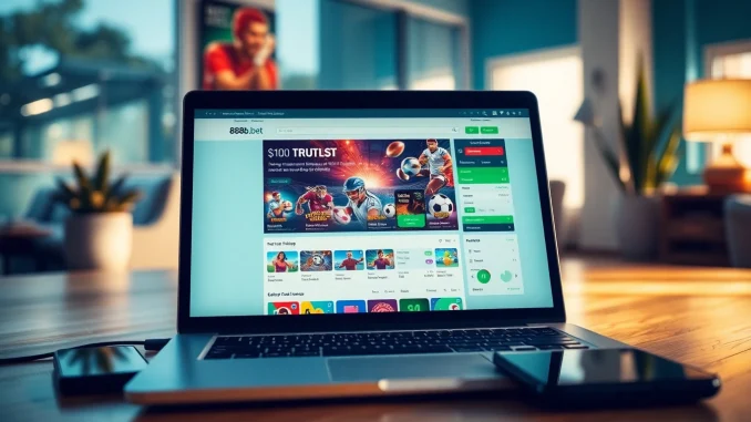 Online betting interface of 888b.bet, showcasing vibrant games and sports options in an engaging digital environment.