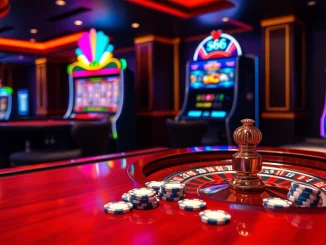Experience thrilling gameplay at s666 casino with vibrant roulette wheels and exciting poker chips.