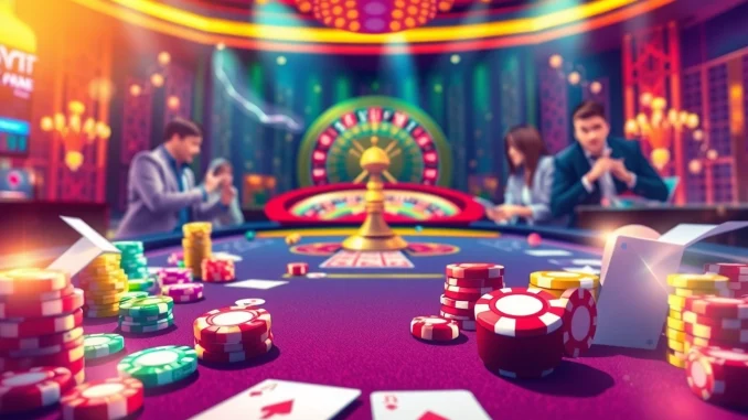Experience high-stakes gaming at tr88 trang chủ with vibrant casino scenes featuring players and roulette.