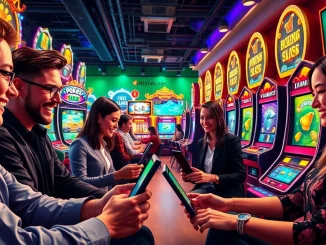 Engaging online gaming scene featuring dittytalk.com players enjoying vibrant poker and slot games.