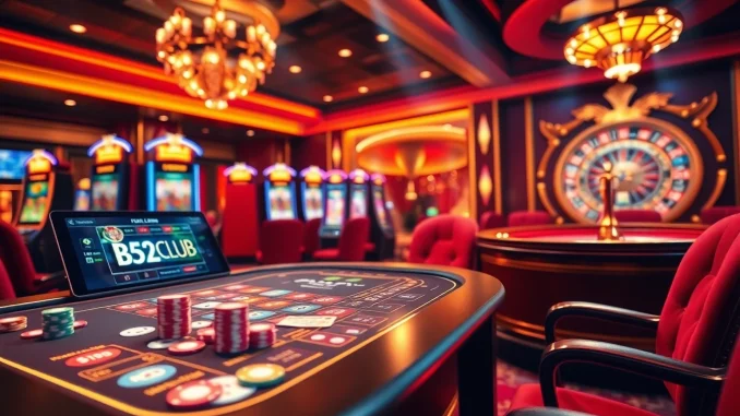 B52CLUB online casino experience with vibrant gaming tables and dynamic betting action.