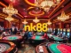 Engaged players enjoying vibrant games at nk 88 casino, featuring roulette and poker.